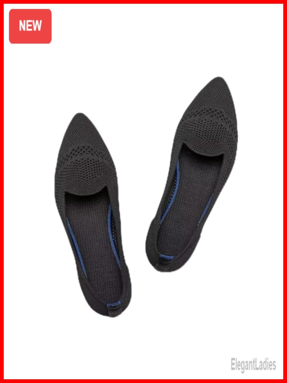 Women's Knit Loafer Flats Slip On Pointed Toe Cushioned Comfortable Casual
